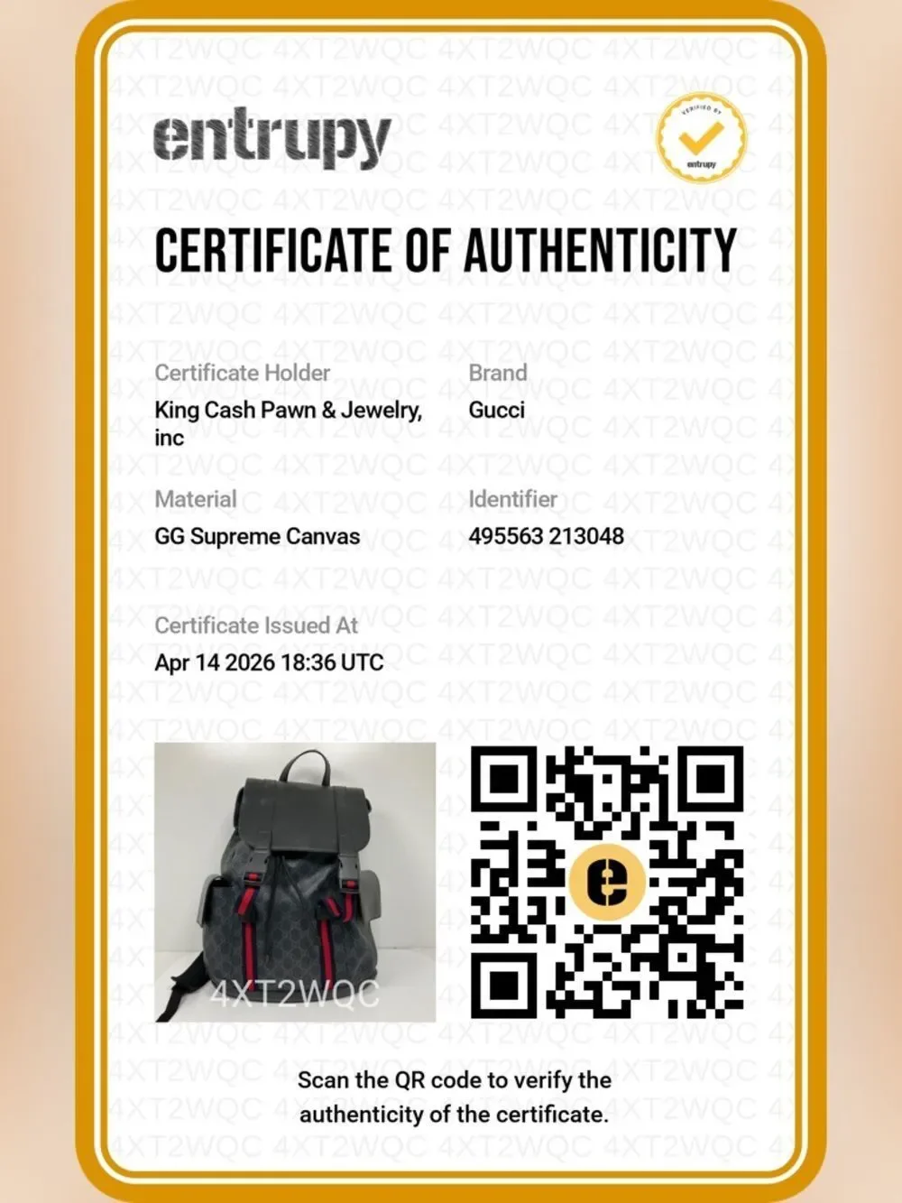 Gucci GG Supreme Men's Canvas Backpack in Black